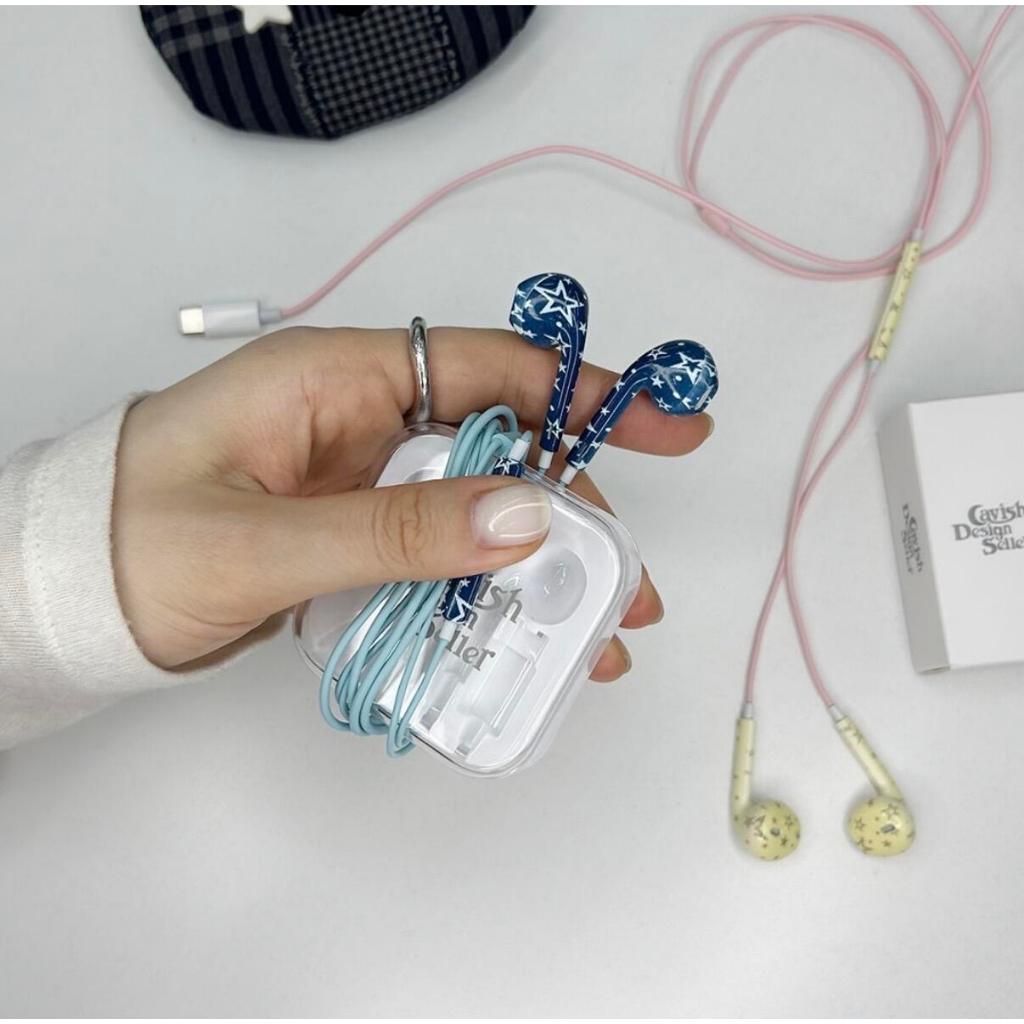 Cavish x Kyurin Star หูฟังแบบมีสาย (USB-C, LIGHTNING) หูฟังชนิดใส่ในหูน่ารักแฟชั่นเกาหลี