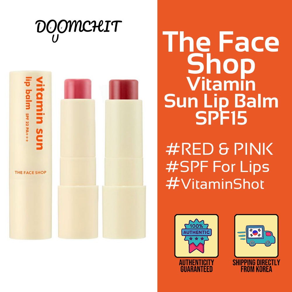 [THE FACE SHOP] Vitamin Sun Lip Balm(แดง/ชมพู) l Korea Best Lip Balm