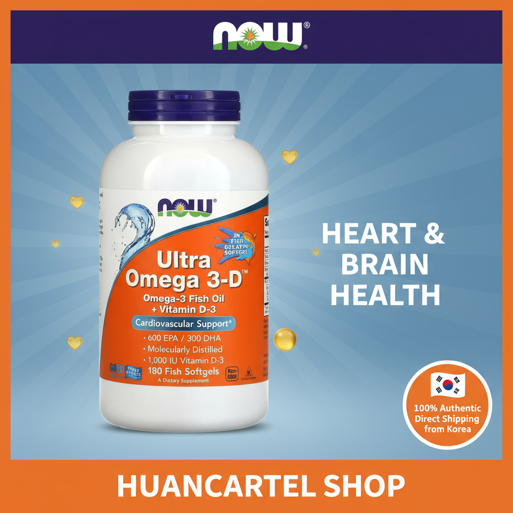 [NOW Foods] Ultra Omega 3-D 600mg EPA/ 600mg EPA พร้อมวิตามิน D3 | 180 ซอฟท์เจลปลา | จัดส่งจากกรุงเท
