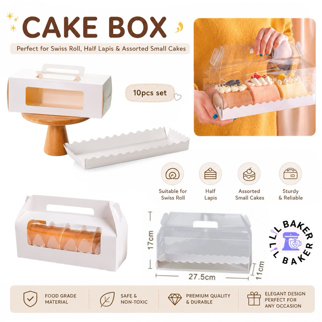 [LIL BAKER] SWISS ROLL LAPIS CAKE BOX WITH HANDLE