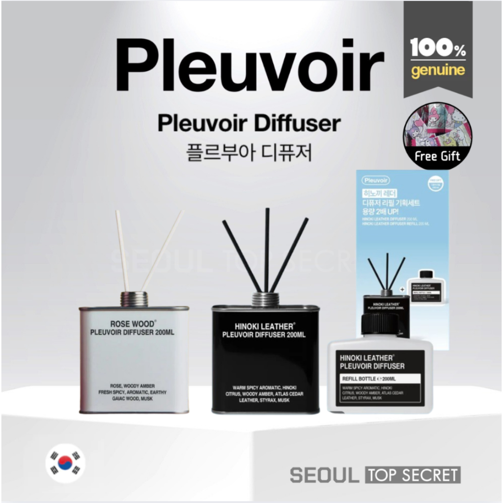 [Pleuvoir] (1+1) Home, Room Diffuser 200ml + Refill 200ml / hinoki, Floral Musk, Rose Wood, Morning 