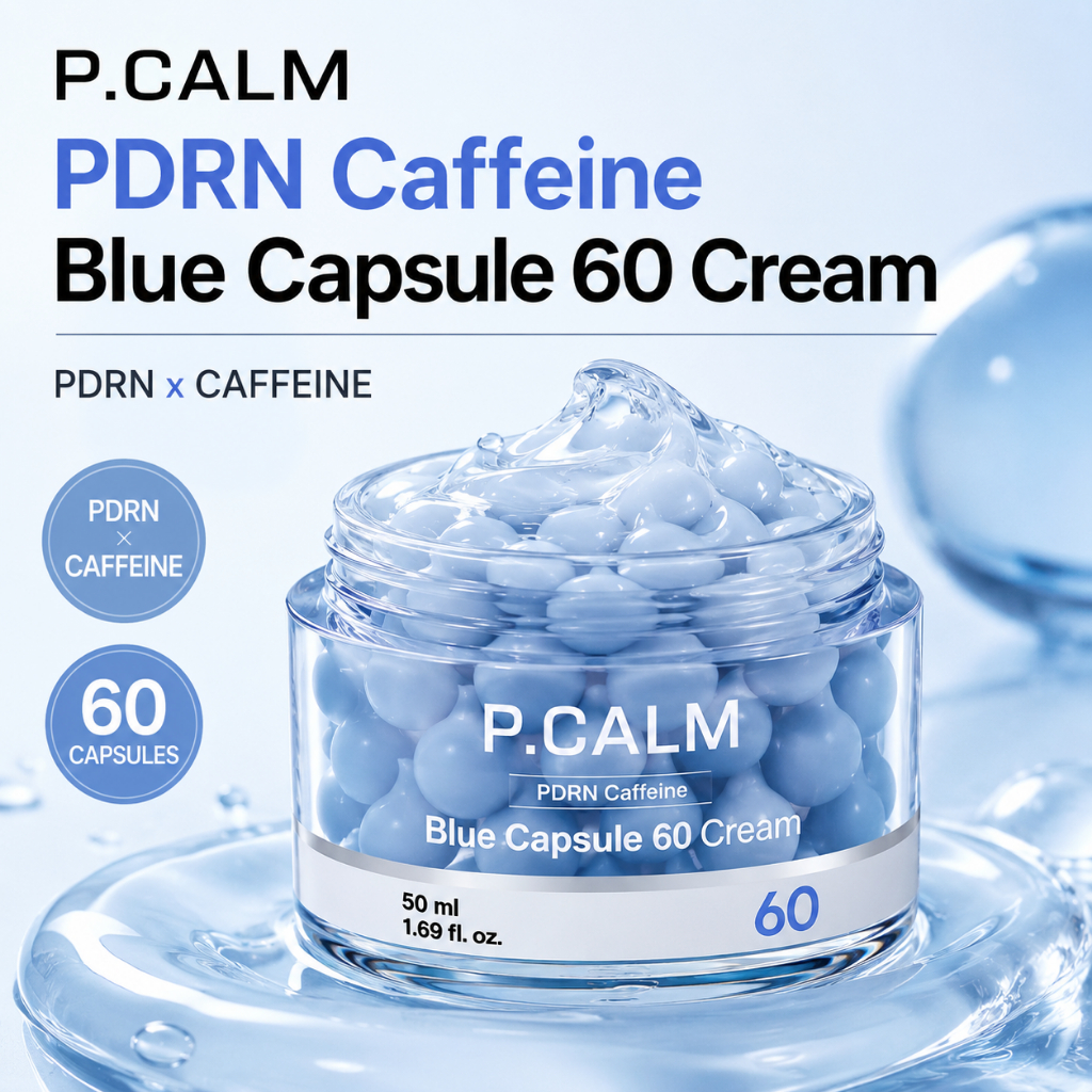 [p.calm] PDRN Caffeine Blue Capsule 60 Cream, 50ml, 1pc / Korean Face Cream / PDRN & Caffeine Capsul
