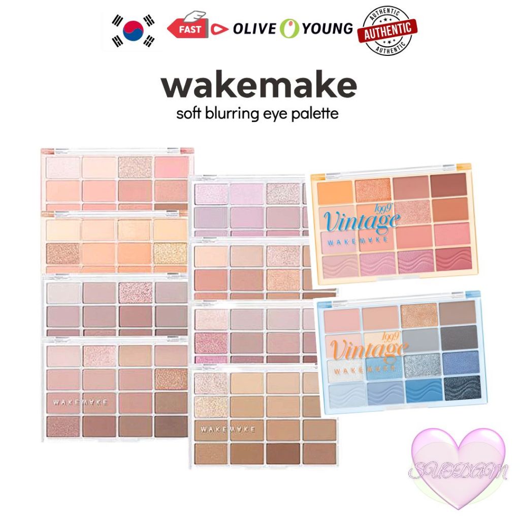 [KOREA] WAKEMAKE Soft Blurring Eye Palette 16 สี | Matte Shimmer Glitter Eyeshadow Palette 14g | จัด