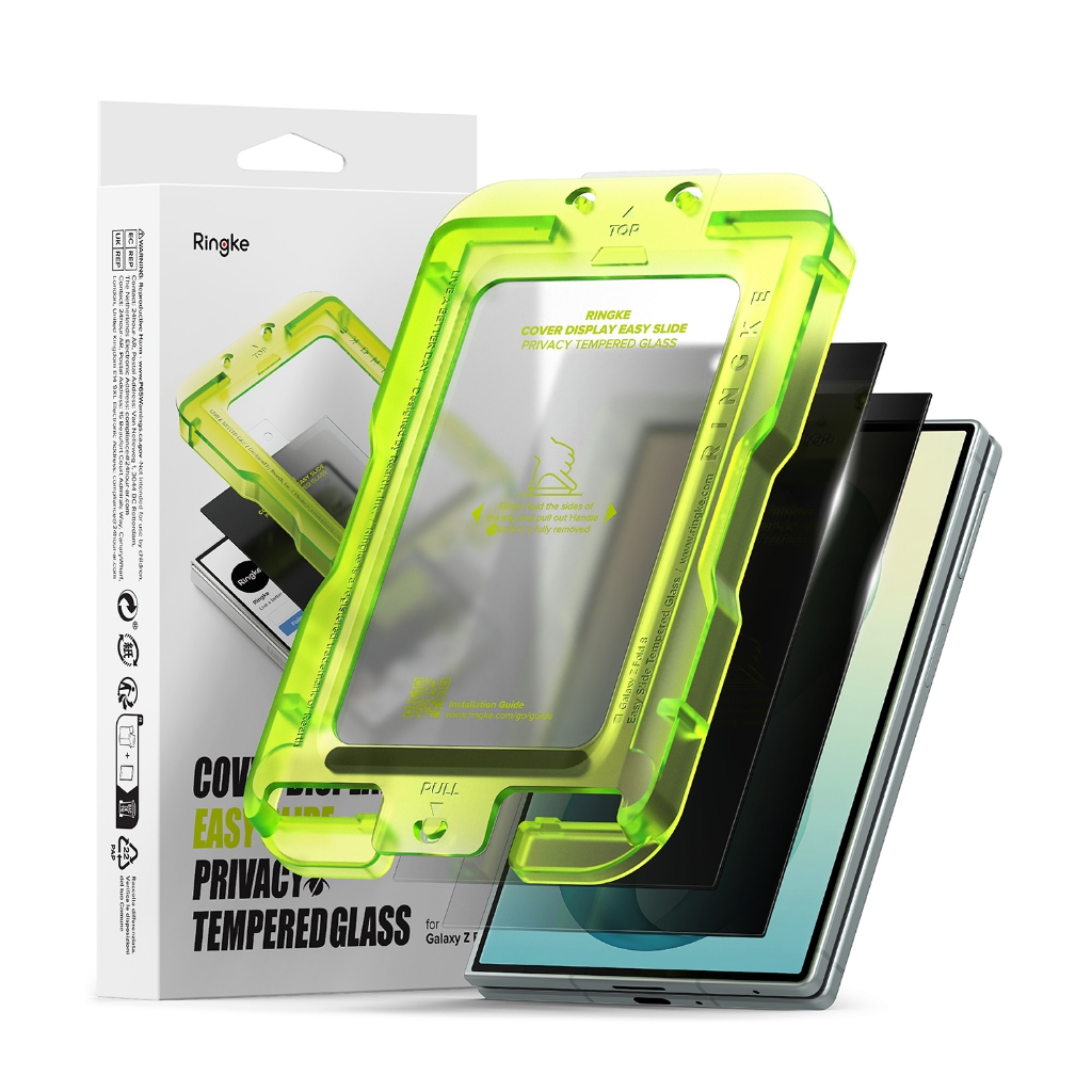 Ringke Cover Display Easy Slide Privacy Glass สำหรับ Galaxy Z Fold 8 ฟิล์มกันรอยหน้าจอแบบกระจกนิรภัยป้องกันการสอดแนม