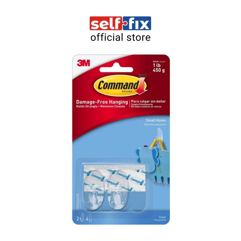 3M 17092CLR ตะขอใสขนาดเล็กพร้อมแถบใส