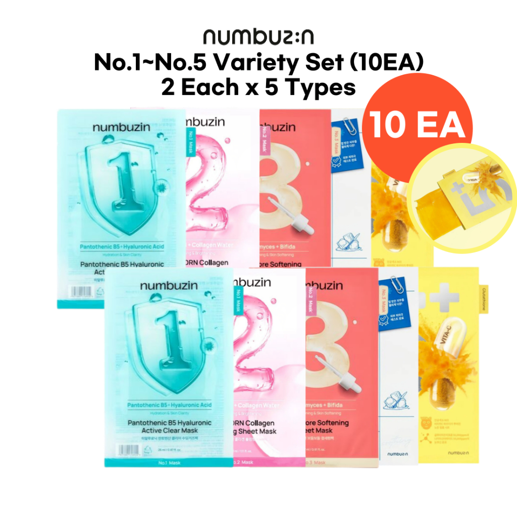 Numbuzin No.1, 2, 3, 4, 5, 9 Sheet Mask (10ea) | มาส์กหน้า แผ่นมาส์กวิตามินให้ความชุ่มชื่น สําหรับผิ