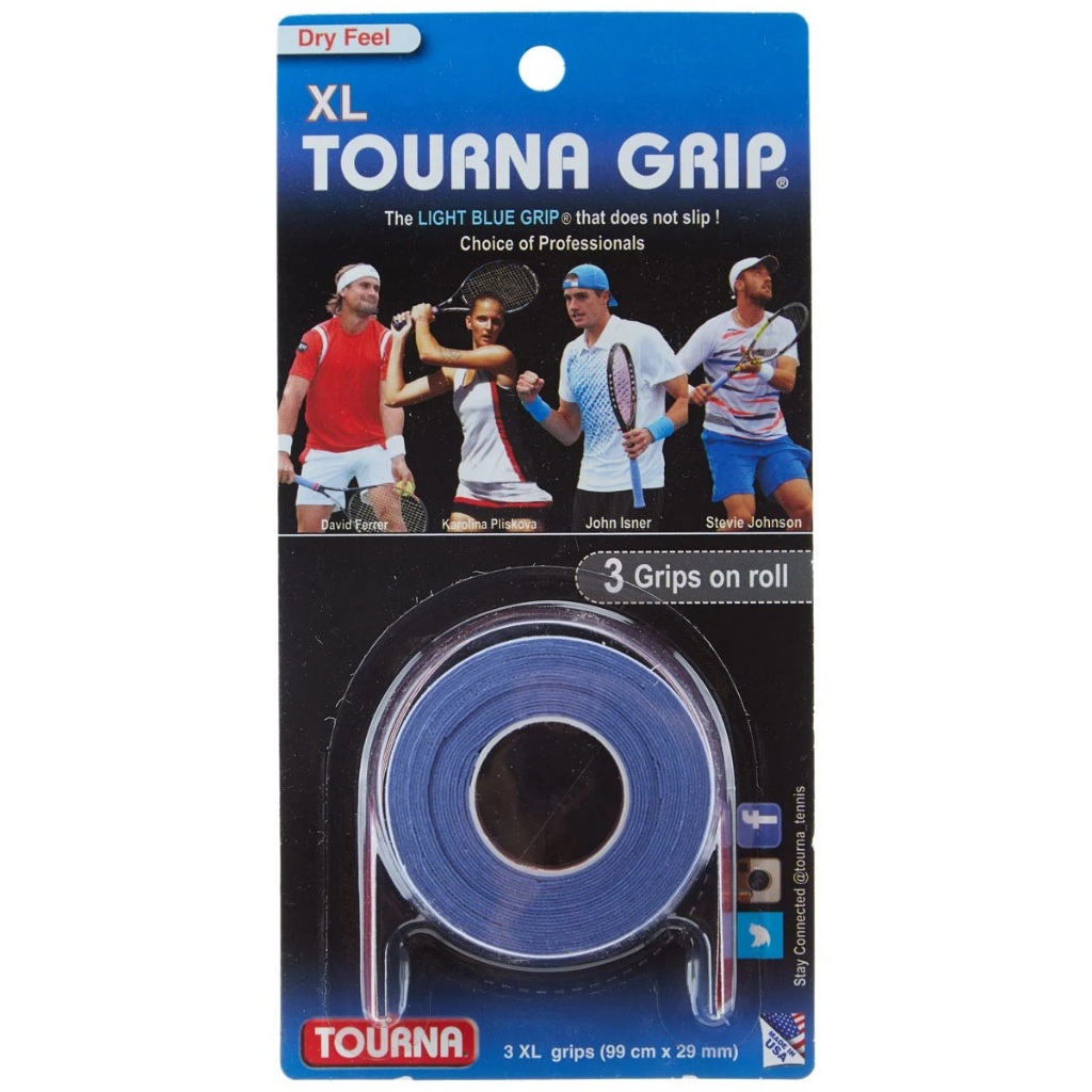 Tourna Grip XL Dry Feel Overgrip Tennis Squash Badminton (3 Overgrips Per Pack)