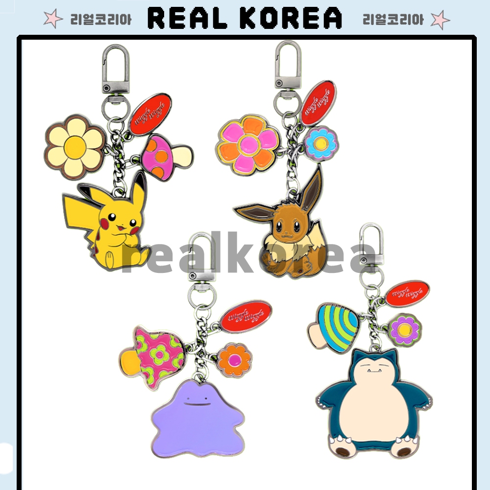 Wiggle Wiggle Pokémon ออกแบบพิเศษโลหะ Charm พวงกุญแจ Pikachu Ditto Snorlax Eevee กระเป๋า Charm พวงกุญแจเกาหลี Limited