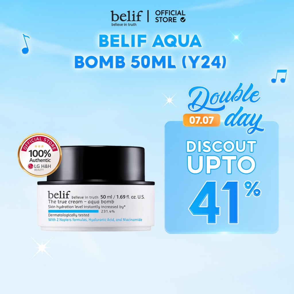 BELIF The true Aqua Bomb Cream 50ml | เจลครีมบำรุงผิวเข้มข้น ซึมไวไม่เหนอะ เติมน้ำลึกทันที คุมมัน ลดรูขุมขน | LGBEAUTY OFFICIAL