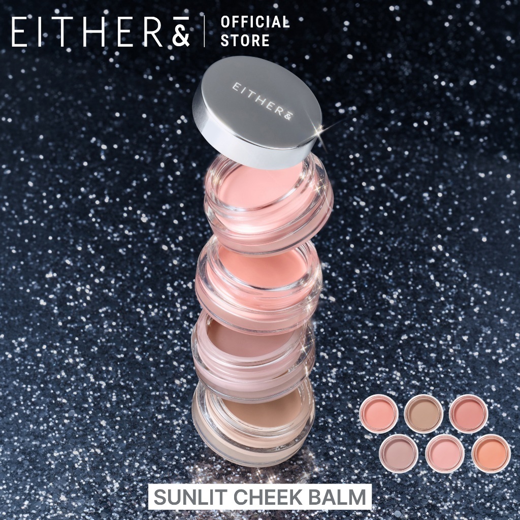 EITHER& Sunlit Cheek Balm SPF50+ PA++++ Cream Blush Balm Natural Glow Satin Finish