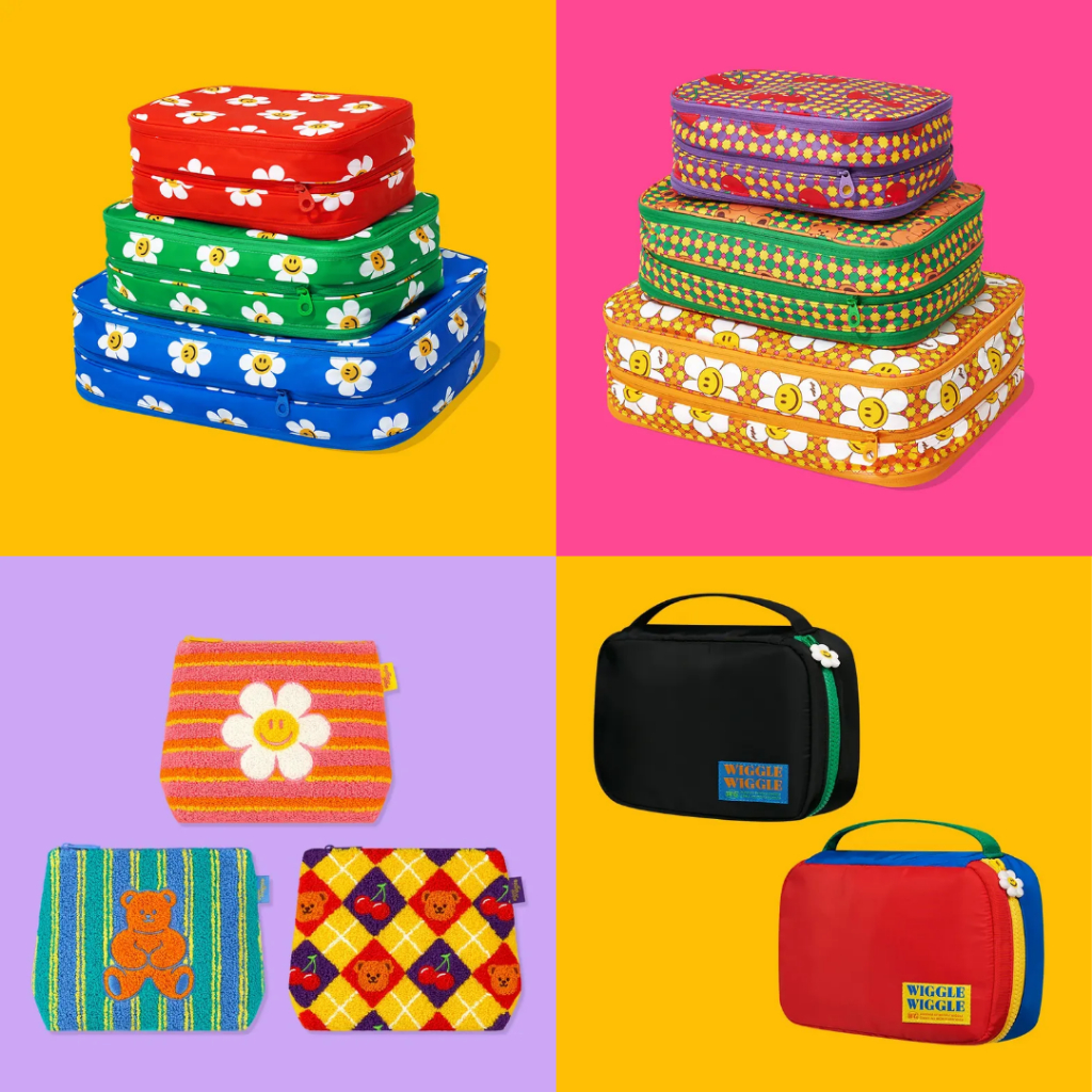 Wiggle Wiggle Travel Compression Pouch Makeup Pouch Fleece Pouch กระเป๋าจัดระเบียบ ใน กระเป๋าเดินทาง กระเป๋าขนแกะ ลายน่ารัก จุของได้เยอะ