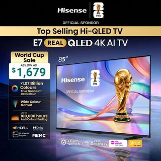 [Top Seller] Hisense REAL Hi-QLED 4K AI TV E7Q 85 inch | Quantum Dot | Dolby Vision & Atmos