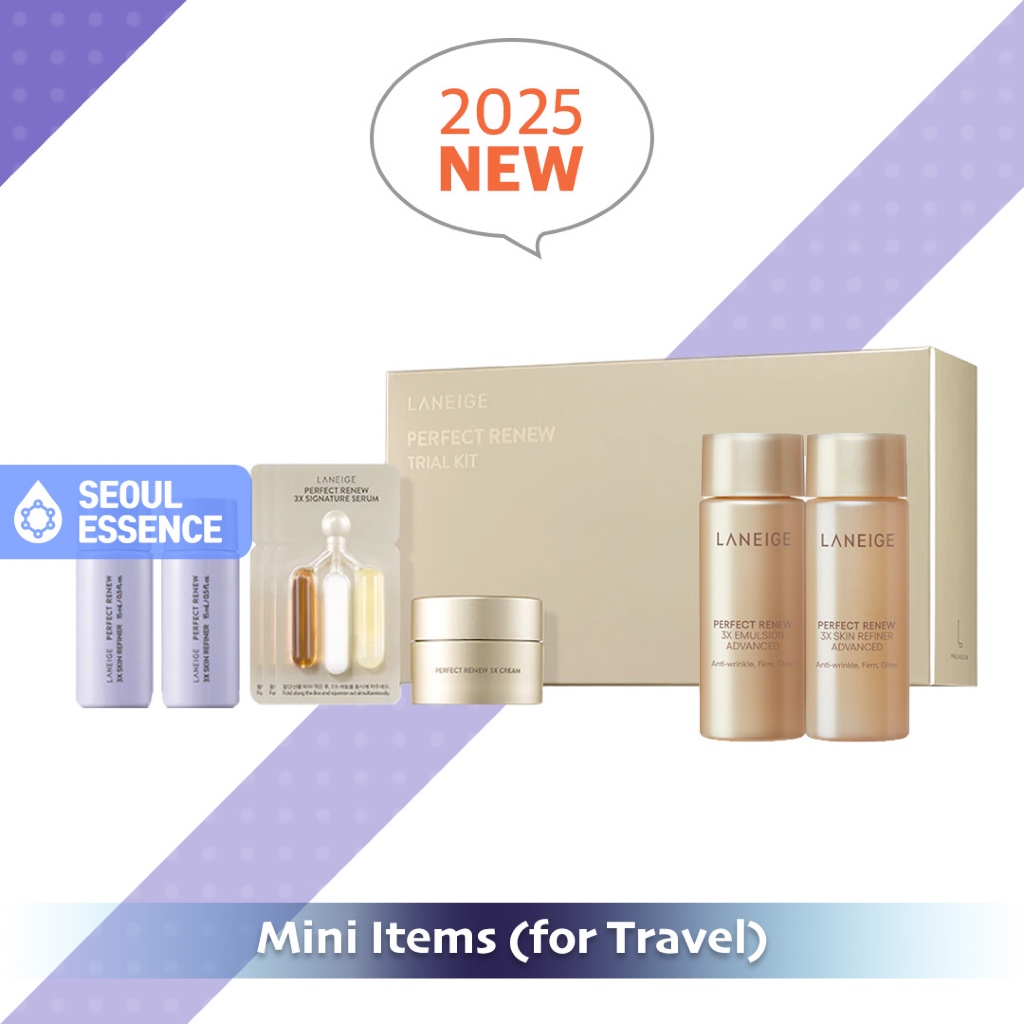 LANEIGE Perfect Renew 3X Skin Refiner, อิมัลชั่น, ครีม, ชุดทดลองเซรั่ม (2025 ใหม่)
