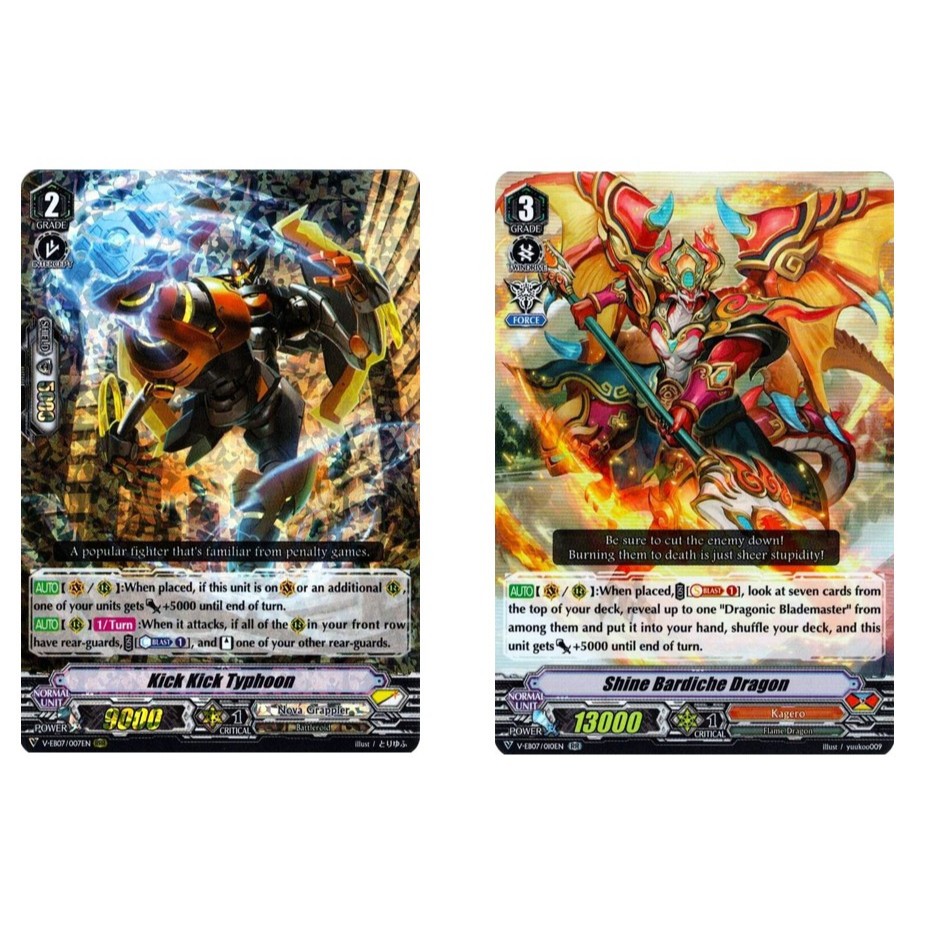 การ์ดแวนการ์ดภาษาอังกฤษ Kick Kick Typhoon V-EB07/007EN - RRR/Shine Bardiche Dragon V-EB07/010EN - RR