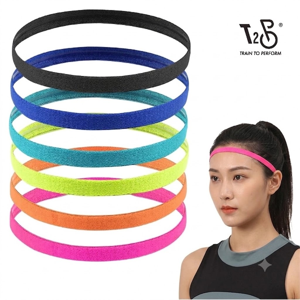 T2P ยืดหยุ่นกีฬา ONE PIECE THIN Headbands สายคล้องคอผู้หญิงผู้ชายเหงื่อป้องกันกีฬาผม Band
