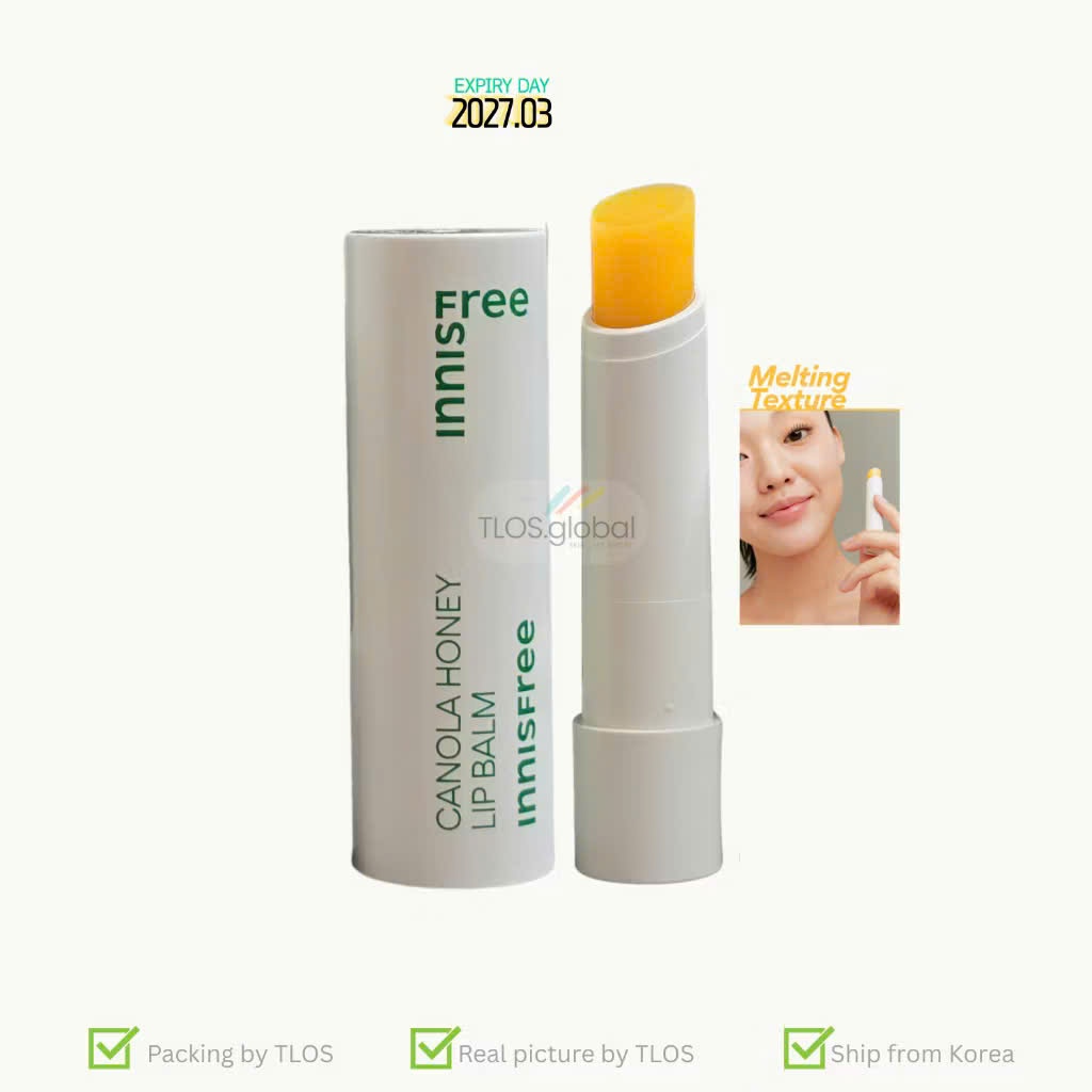 เคลียร์ DATE.03.2027| ลิปบาล์มน้ําผึ้ง Innisfree Canola | มอยส์เจอร์ไรซิ่ง ลิปแคร์ 3.5ก