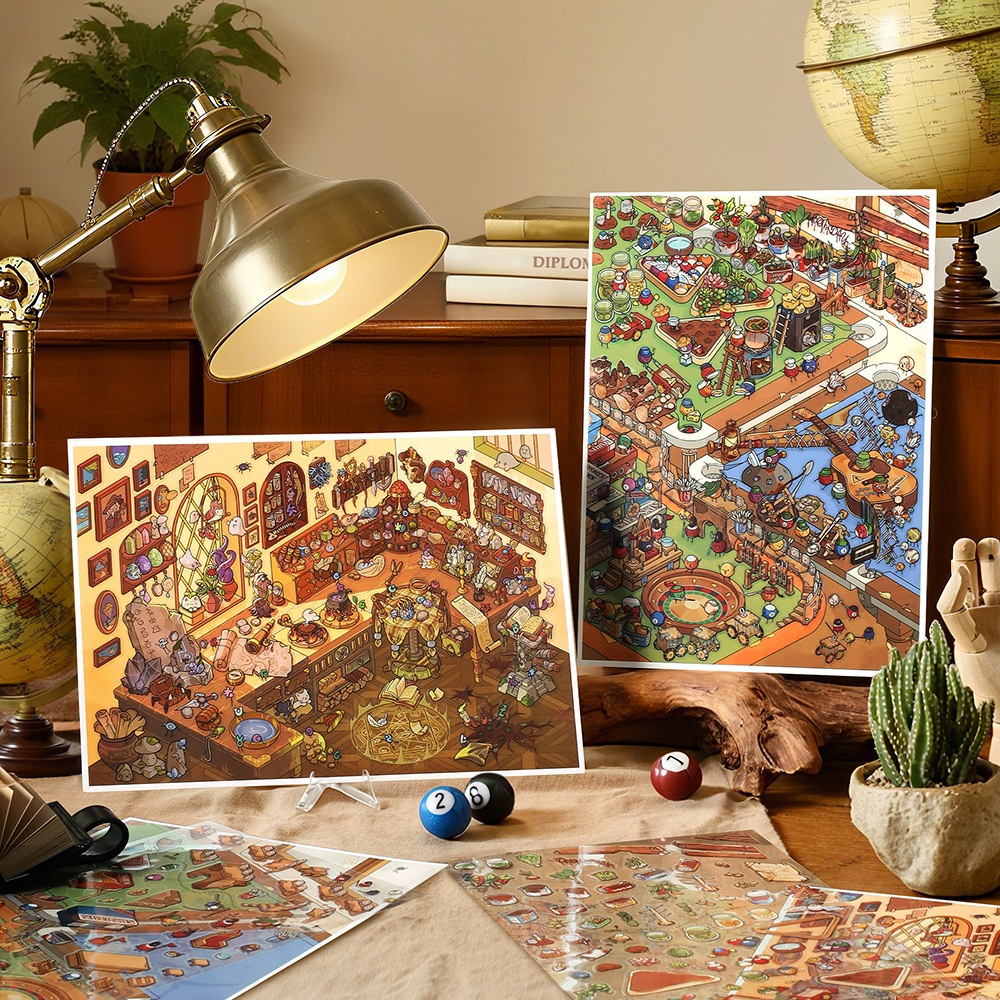 [KW] Charming Moments Landscape Sticker 3D Scene Sticker สําหรับ Journaling, สมุดภาพ, บรรเทาความเครี