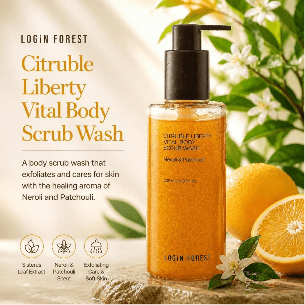 [Login Forest] Citubble Liberty Vital Body Scrub Shower (Neroli & Patchouli), 205ml, 1pc l 3-in-1 Bo