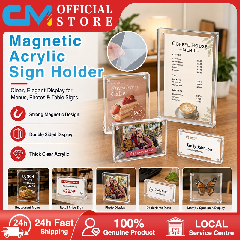 Next-day deliveryMagnetic Acrylic Sign Holder Clear Tabletop Menu Photo Display Stand