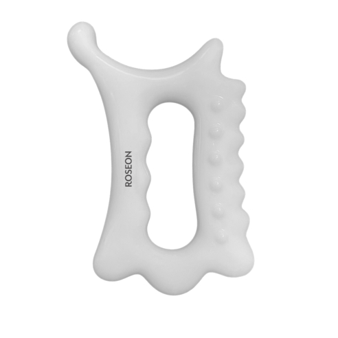 ROSEON Detok Body & Face Horn Guasha White (57g) | Ergonomic 3D Multi-Zone Full Body Facial Contour 