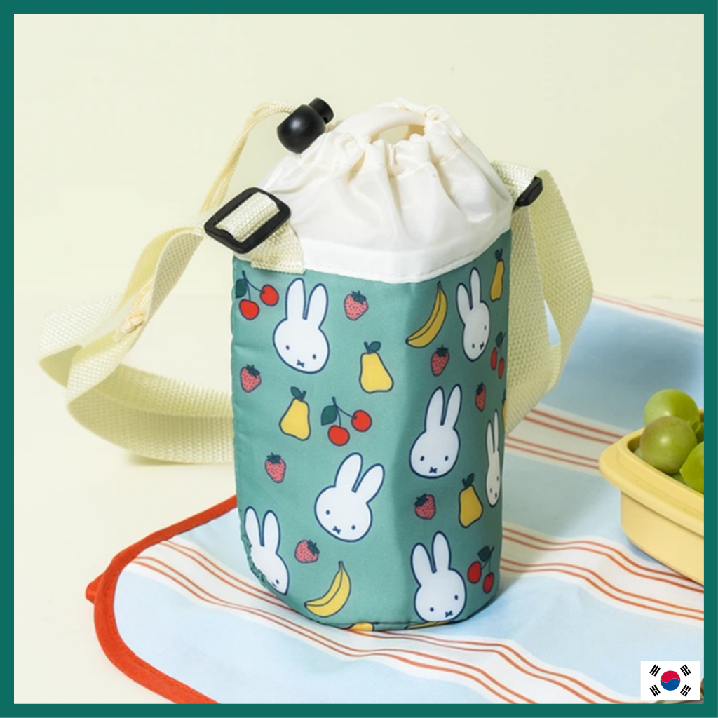 [DAISO OFFICIAL] Miffy Fruit Pattern Thermal Insulated Water Bottle Cross Pouch | ได้รับอนุญาตอย่างเ