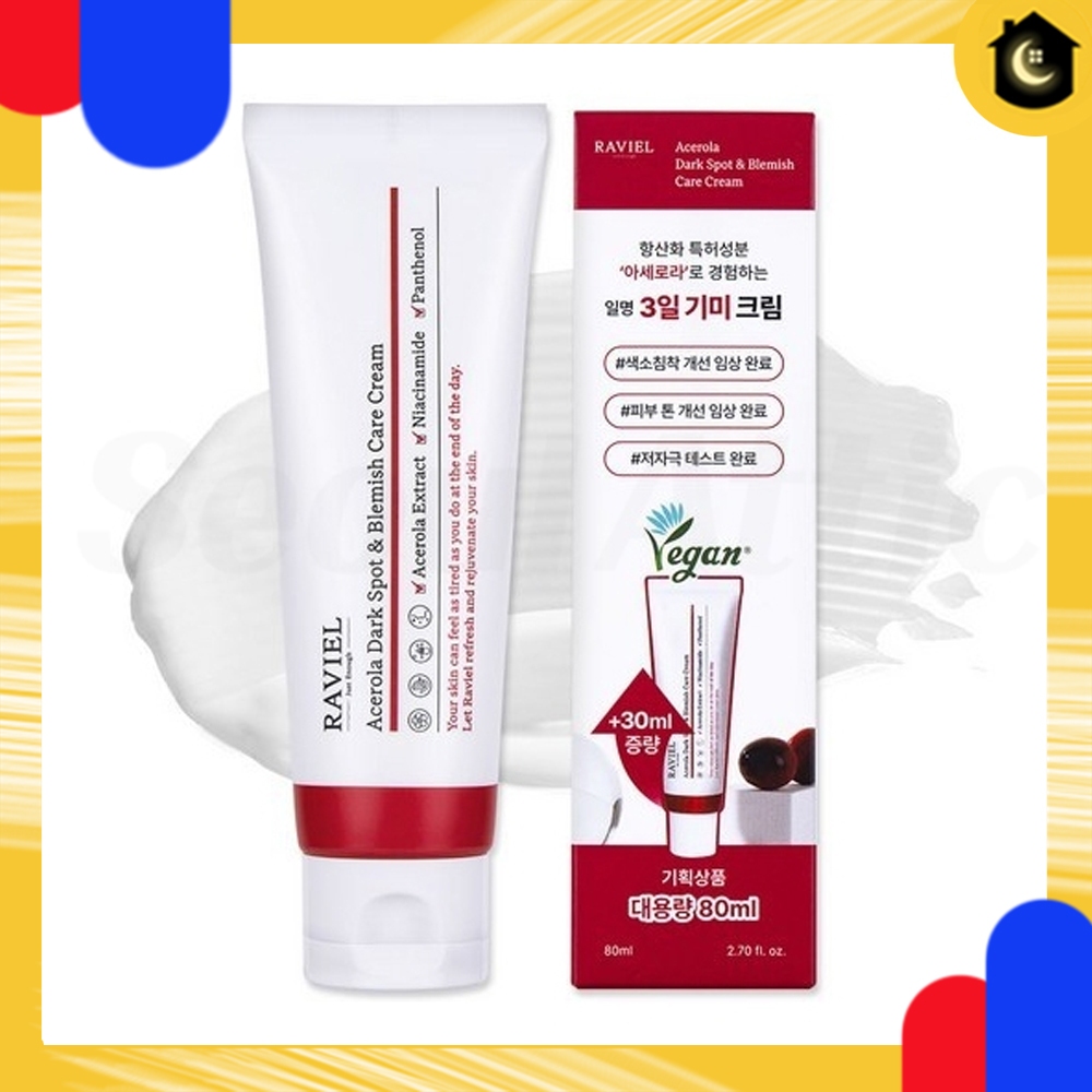 RAVIEL Acerola Dark Spot & Blemish Care Cream 50ml / Brightening Vitamin C Pigmentation Care
