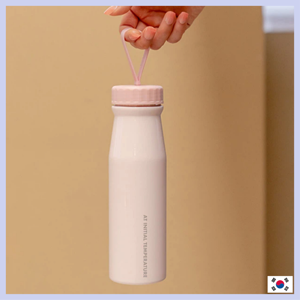 [DAISO OFFICIAL] Pastel Silicone Strap Stainless Steel Vacuum Flask Tumbler 450ml | ขวดพกพาเกาหลี