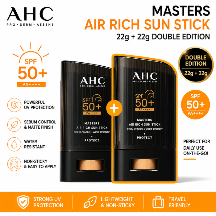 [AHC] Masters Air Rich Sun Stick 22g + 22g Double Edition / SPF50+ PA++++ / K-BEAUTY