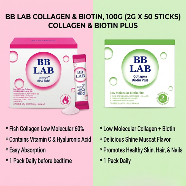BB LAB Low-โมเลกุล Collagen & Biotin, 100g (2g x 50 แท่ง)
