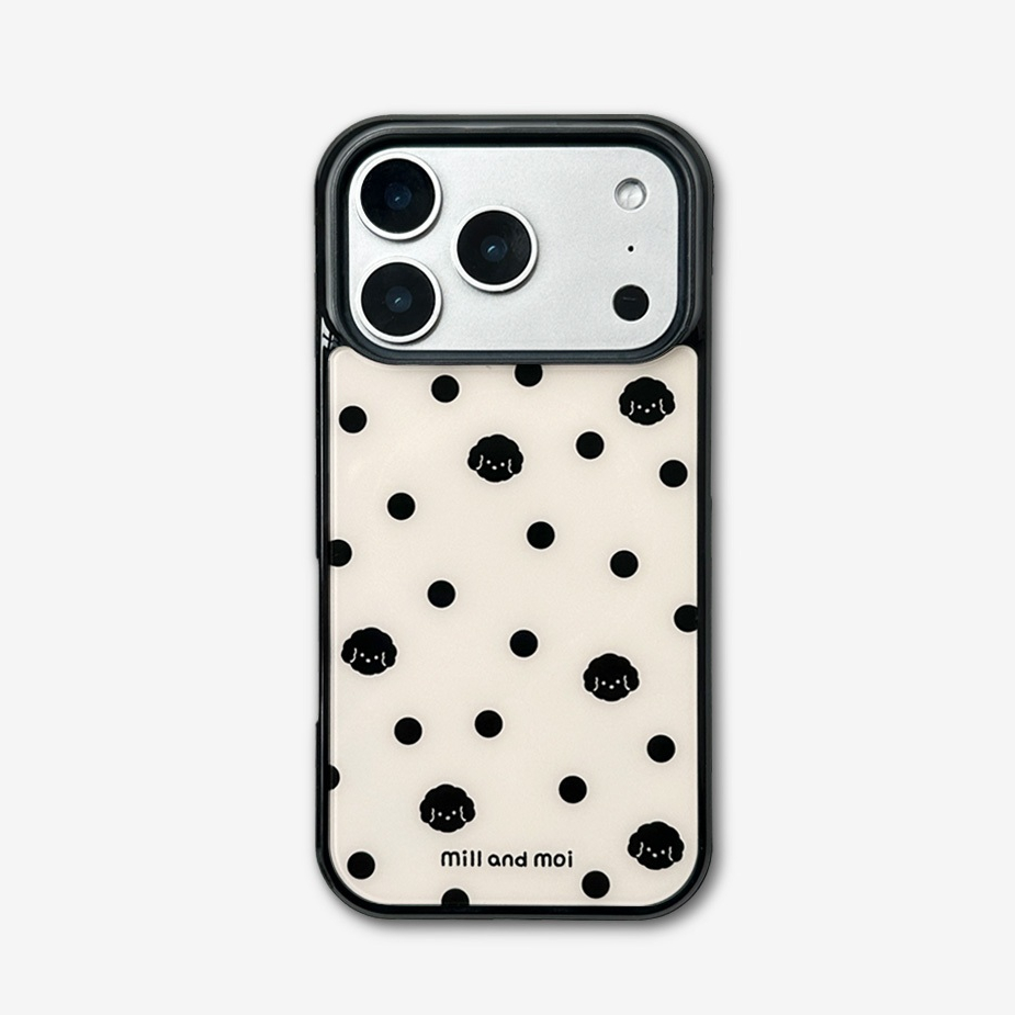 [Mill And Moi] เคสโทรศัพท์กันชนแม่เหล็ก Cream Dot Black Poodri