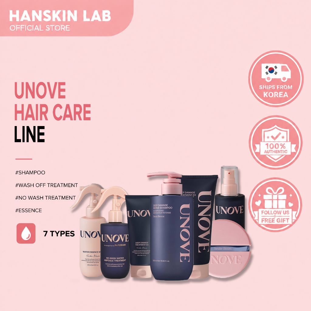 UNOVE HAIR CARE LINE (SHAMPOO, WASH OFF TREATMENT, NO WASH TREATMENT, ESSENCE)