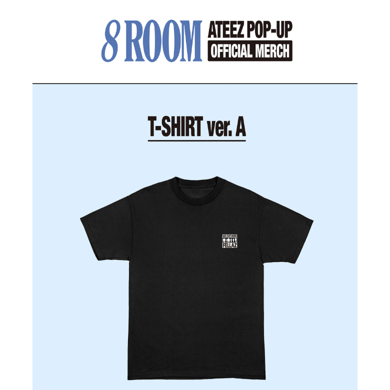[ATEEZ] 8ROOM POP-UP T-Shirt Ver.A | เสื้อยืดผ้าฝ้ายโอเวอร์ไซส์ | MD อย่างเป็นทางการ | เกาหลี เกาหลี