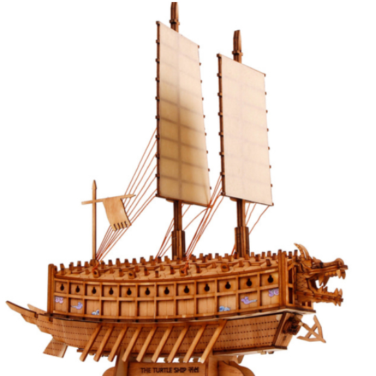 HANSAN ORIGINAL TURTLE SHIP WOODEN MODEL KIT (SCALE 1/170, SMALL SIZE)