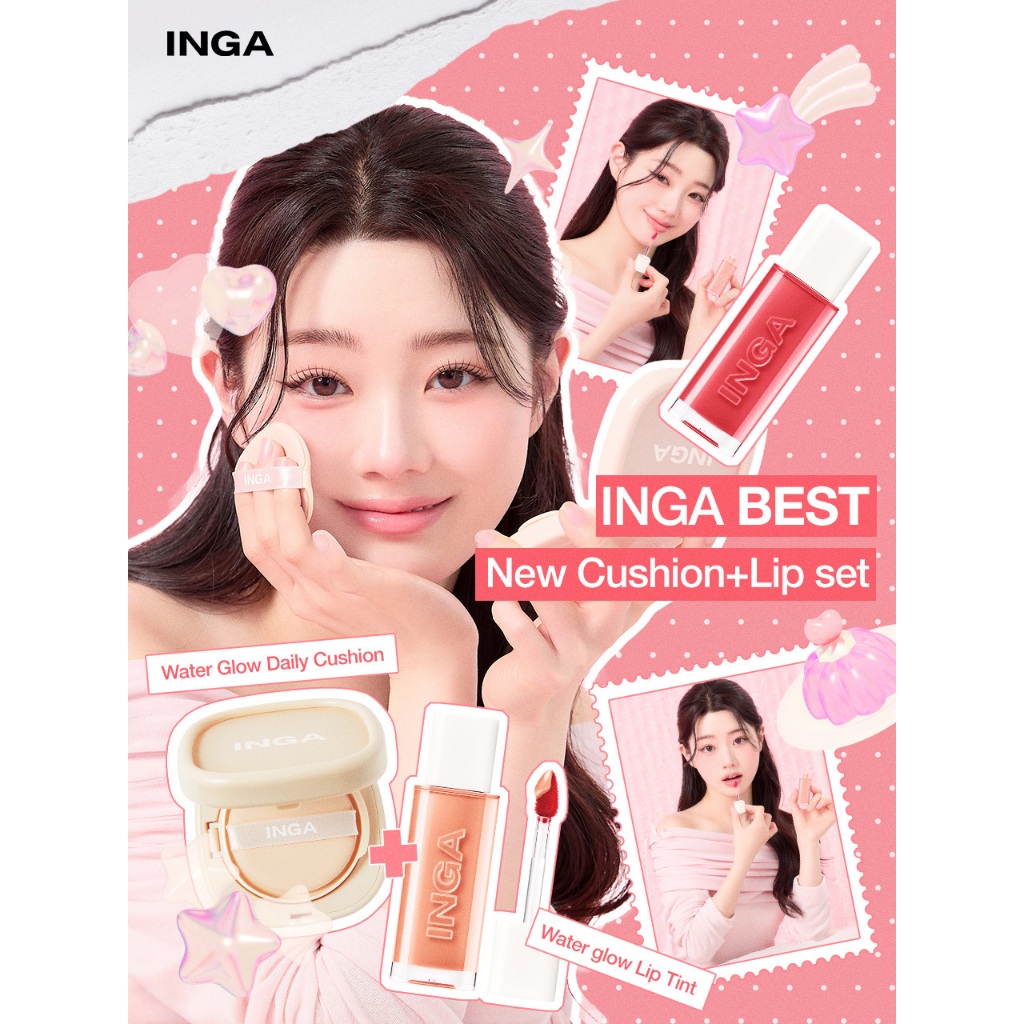 INGA Glassy Water Glow Lip Tint + INGA Water Glow Cushion