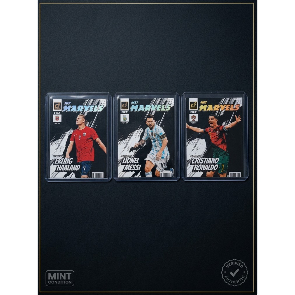 Donruss Net Marvels FIFA Football Card Messi / Ronaldo / Haaland ขายเป็นรายบุคคล