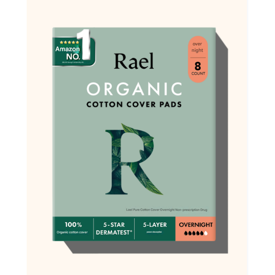 RAEL ผ้าอนามัยผ้าฝ้ายออร์แกนิกข้ามคืน (8 แผ่น) ✅