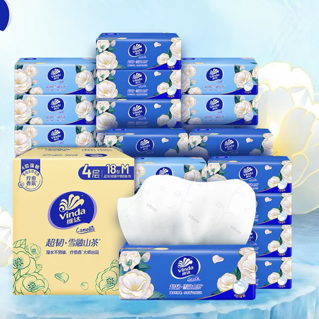 I Vinda Camellia กระดาษทิชชู่ 4 ชั้น 90 แผ่น 18 แพ็ค