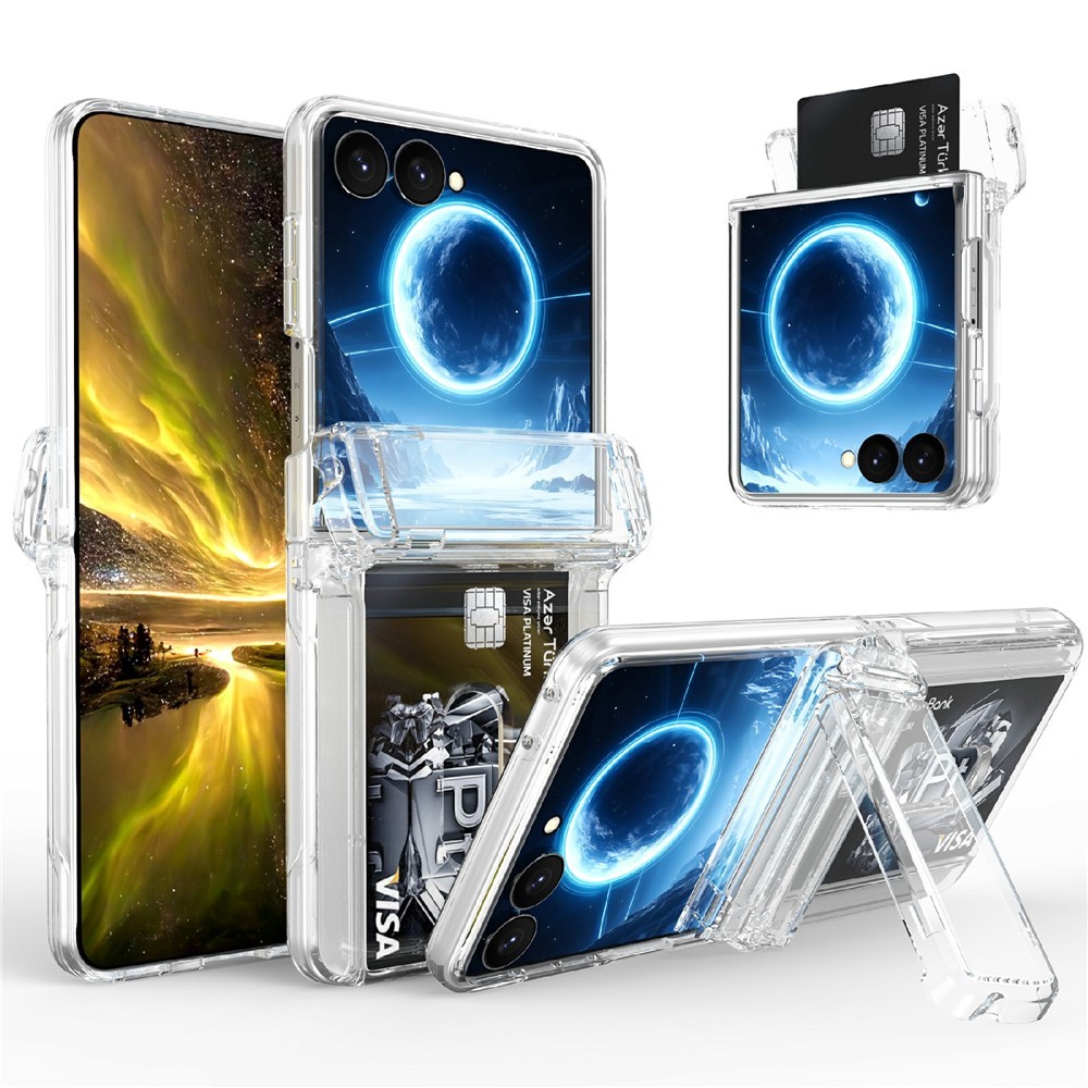 [SG] เคสสําหรับ Samsung Galaxy Z Flip 8 - Hard PC Card Slot บานพับขาตั้งป้องกันปลอก