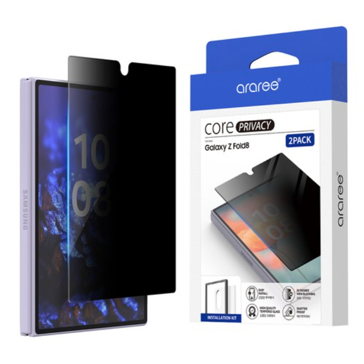 Araree - ฟิล์มกระจกนิรภัย 2 ชิ้นสําหรับ galaxy z fold 8 7 6 5 / fold5 ความเป็นส่วนตัว