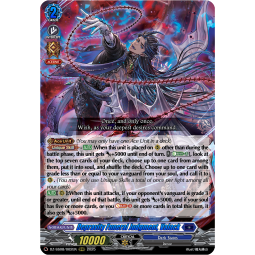 English Cardfight Vanguard Depravity Funeral Judgement, Valack DZ-SS08/002EN ORRR