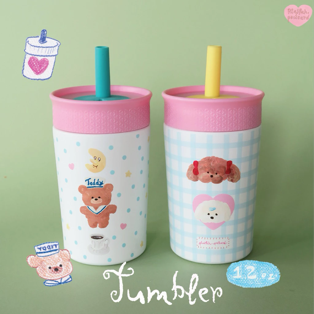 Stainless Steel Tumbler 12oz (355ml) แก้วเก็บความเย็น ความร้อน ใส่ชากาแฟเหมาะมาก คว่ำแล้วไม่หก!🫗🎀🍵 | Plaifah.postcard
