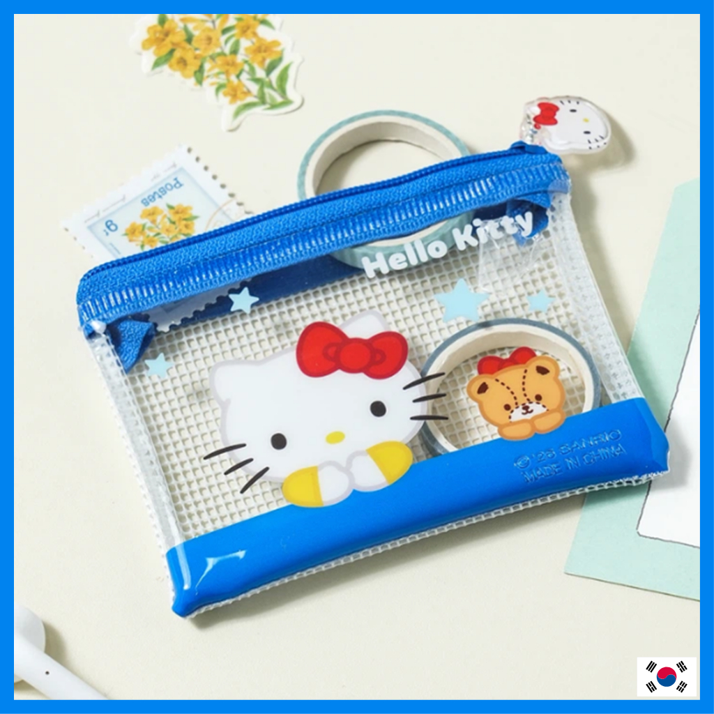[DAISO OFFICIAL] กระเป๋าทรงแบนใส Sanrio Hello Kitty Mesh | 2 ขนาด (เล็ก / สี่เหลี่ยมผืนผ้า)