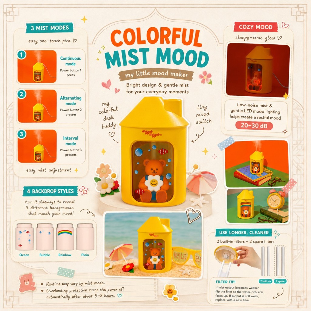 เครื่องทําความชื้นรูป - Wiggle Bear Character Mood Light Humidifier (450ml, iLAB-CH450)