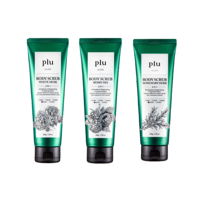 Plu Body Scrub 200g (White Musk,Rosemary Herb, Berry Mix)