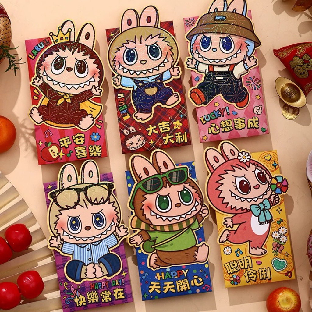 ปีใหม่อังเปา CNY Labubu Red Packet 2026 ซองจดหมายสีแดง ตกแต่งปีใหม่ 2026 CNY Decor