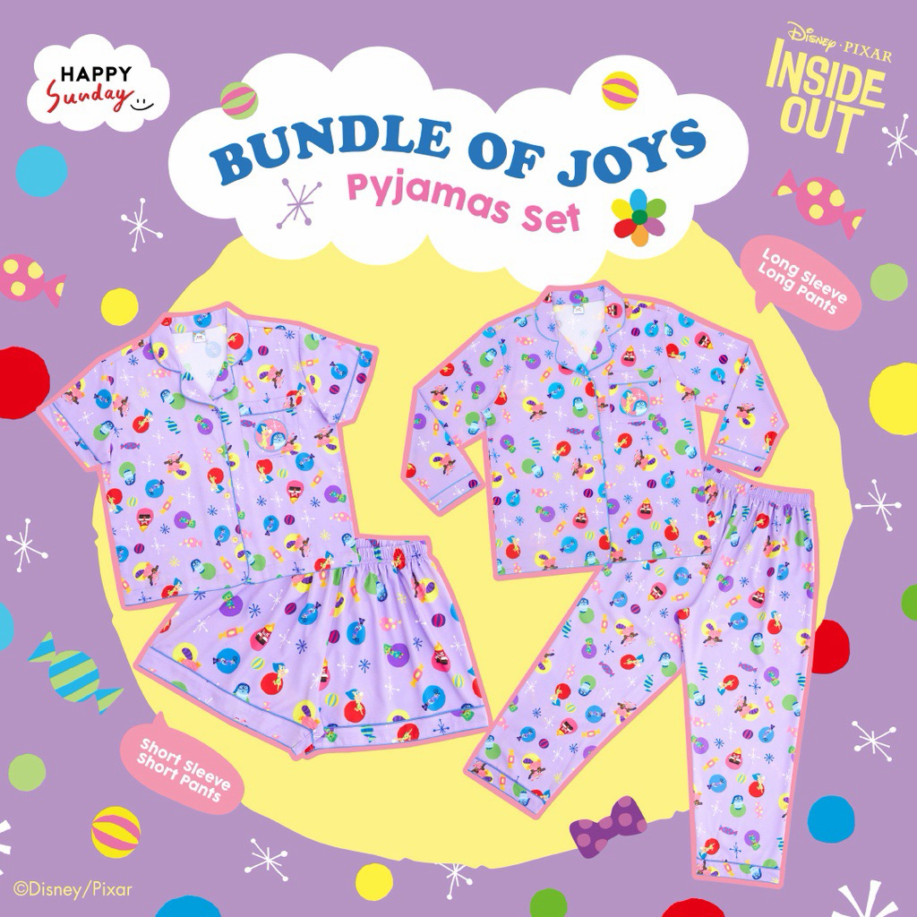 New ชุดนอน Happy Sunday ลาย Inside out Chubby size แขนยาว-ขายาว