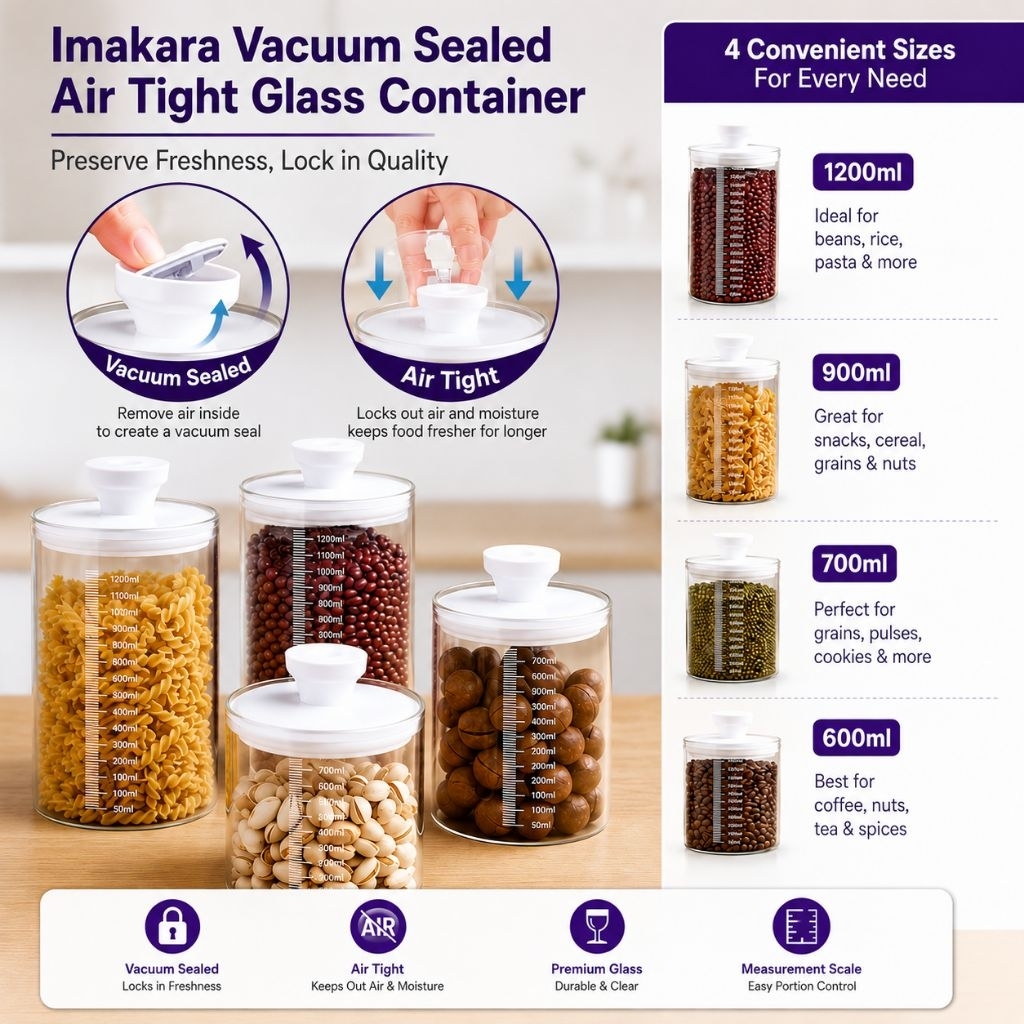 Imakara Vacuum Sealed +air กระปุกแน่น ภาชนะแก้ว Coffee Bean
