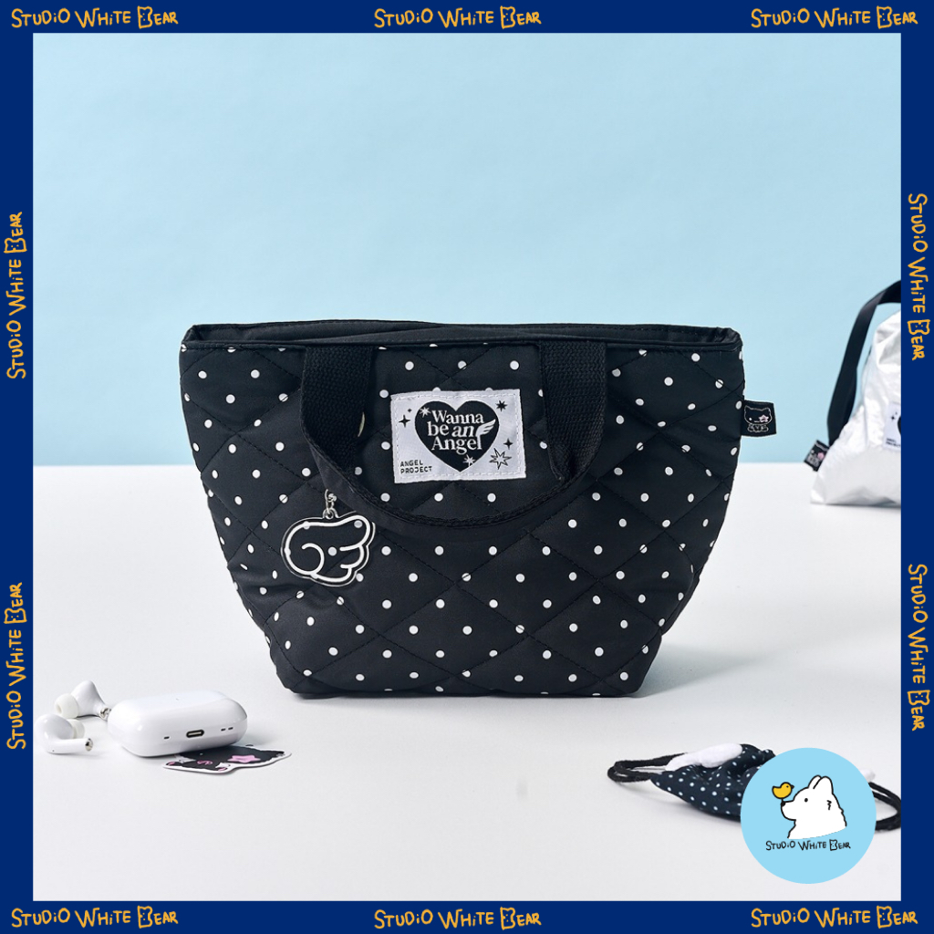 [Butter Shop] Angel Kiki Lunch Bag พร้อมพวงกุญแจ - Black Dot