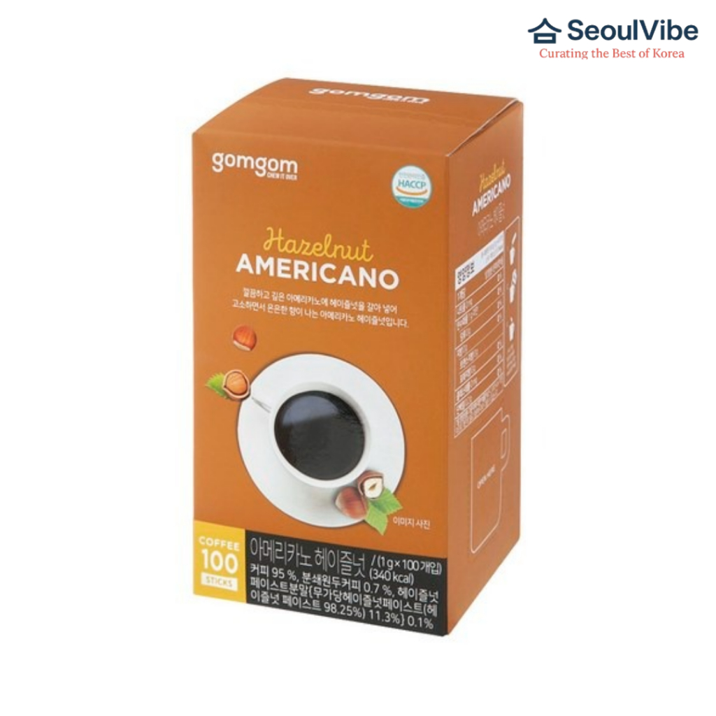 GOMGOM Americano Hazelnut – กาแฟแท่งเกาหลี 1 กรัม  100 แท่ง