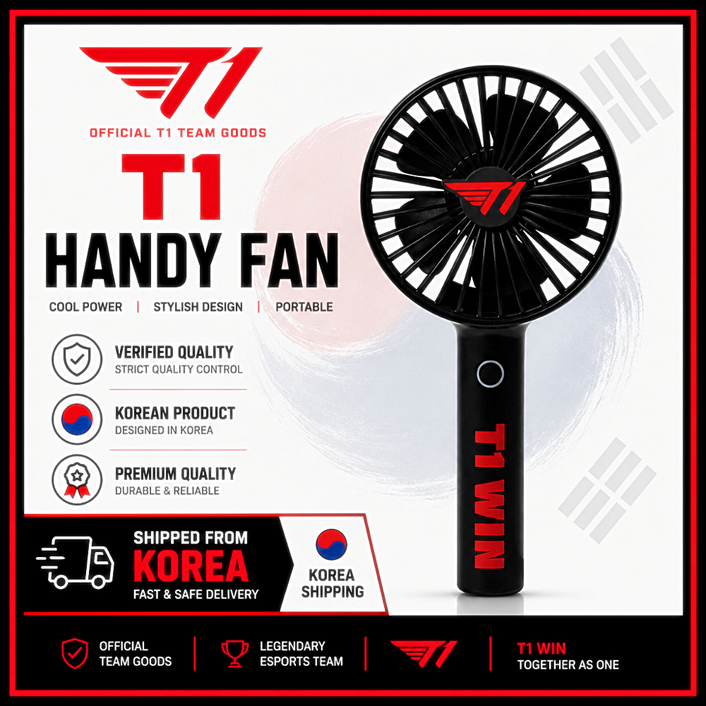 [SKT T1 Official] Ship from Korea Official Handy Fan Black Edition Faker Portable Mini Fan Fast